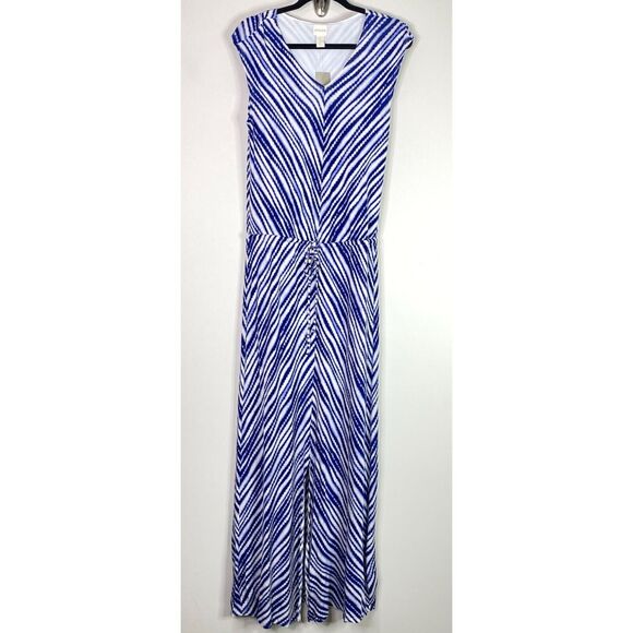 New Chico's V-Neck Striped Maxi Dress Women's Size Medium  (Chico's Size 1) - Picture 1 of 9